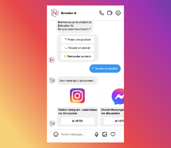 Chatbot instagram e-commerce