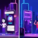 Comparaison entre une expérience utilisateur fluide et une expérience frustrante dans une ambiance fururiste_Créez une illustration divisée en deux parties _ à gauche, un chatbot bien conçu