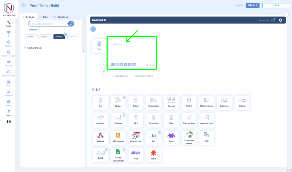 Add text: Input box