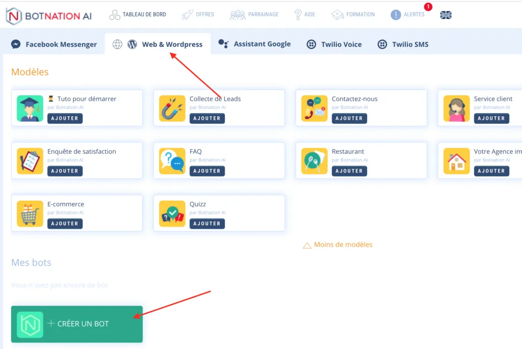 Onglet Web & WordPress