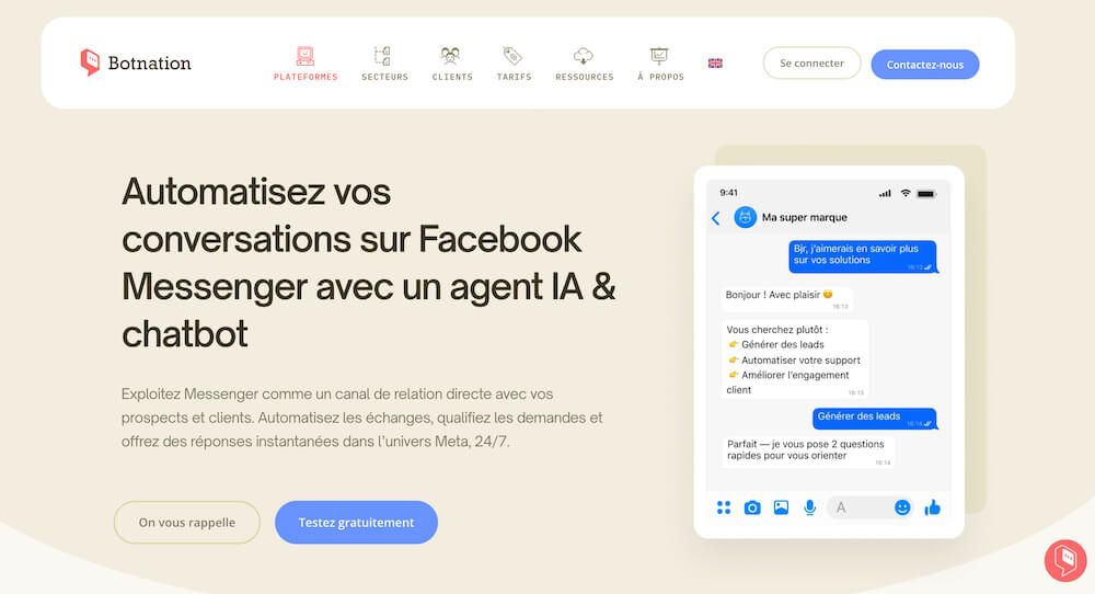 Créer un chatbot Messenger avec Botnation AI