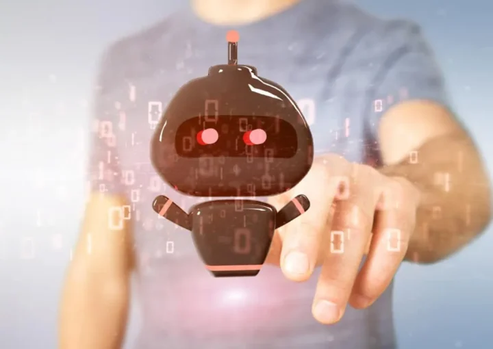 homme qui touche un chatbot