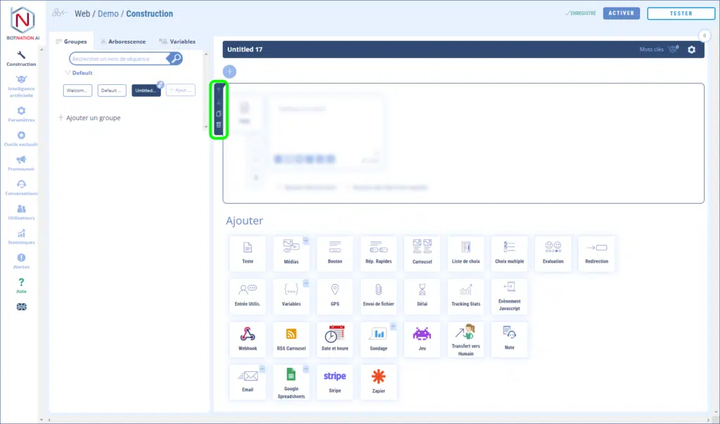 D&eacute;placer, dupliquer et supprimer la fonctionnalit&eacute;