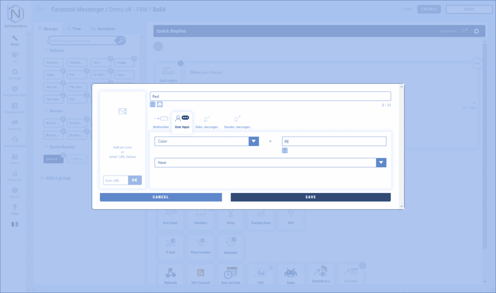 R&eacute;ponses Rapides - Entr&eacute;e utilisateur