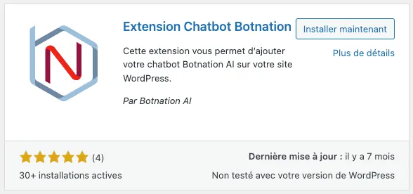 Plugin officiel WordPress Botnation