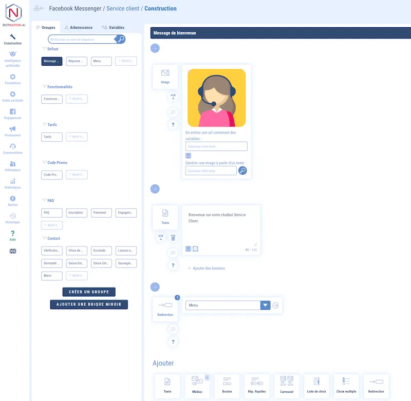 Configurer chatbot Botnation