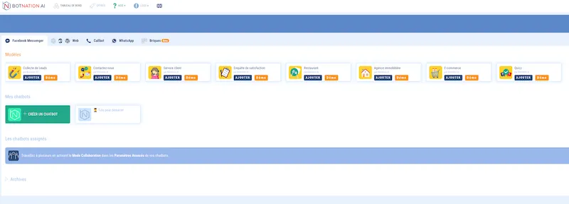 Mod&egrave;les de chatbot disponibles