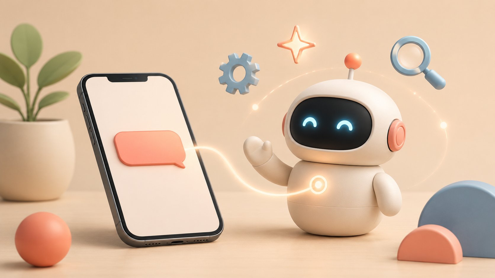 Personne discutant avec un chatbot sur un smartphone, illustrant le fonctionnement d'une conversation automatisée