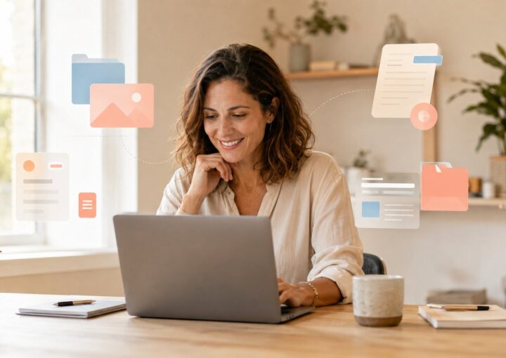Personne consultant un chatbot relié à plusieurs sources d'information