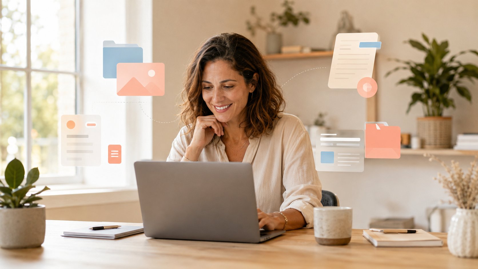 Personne consultant un chatbot relié à plusieurs sources d'information