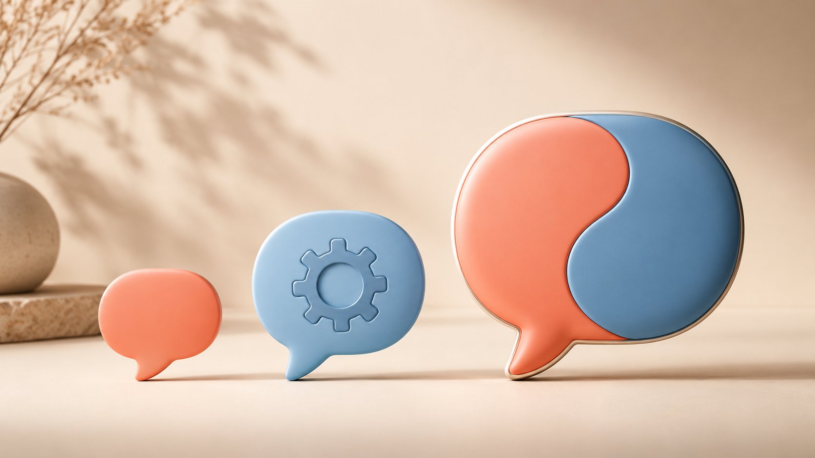 Trois chatbots de sophistication croissante illustrant les types simple, intelligent et hybride