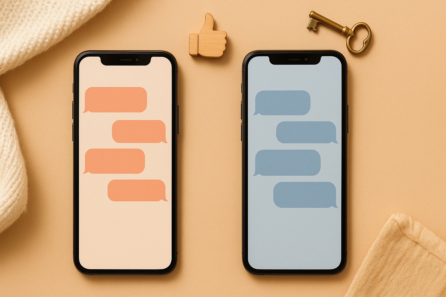 Illustration d'une bataille en aveugle entre deux chatbots IA anonymes, l'un corail l'autre bleu, avec un vote au centre