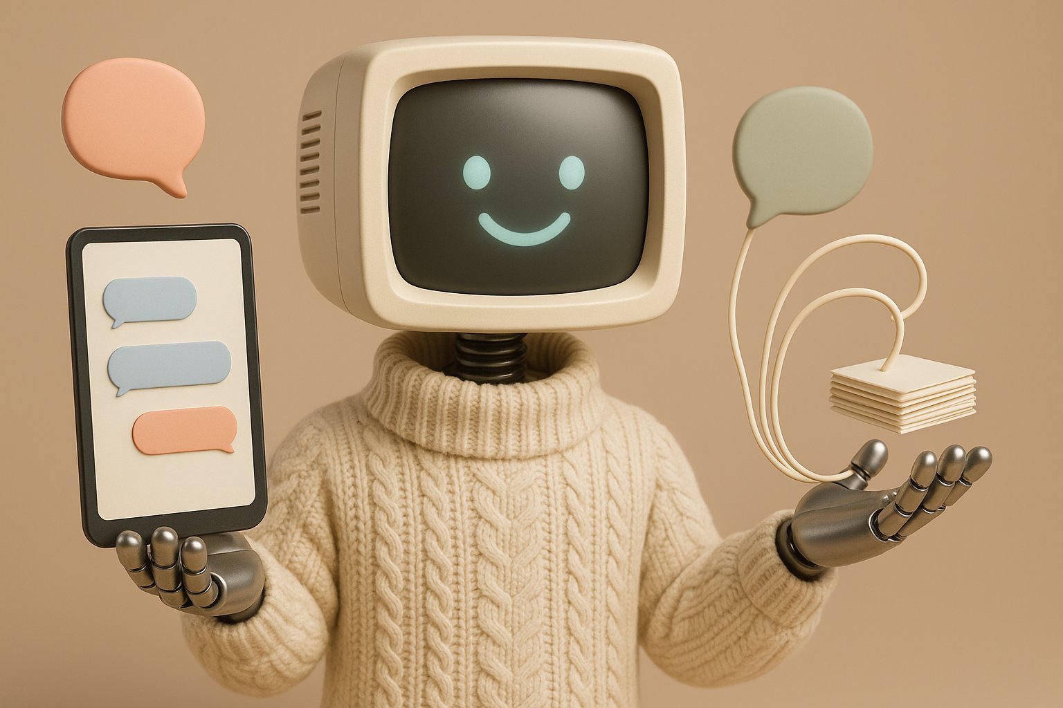 Mascotte Botnation presentant un chatbot IA generative dont la reponse est construite a partir des documents de l'entreprise