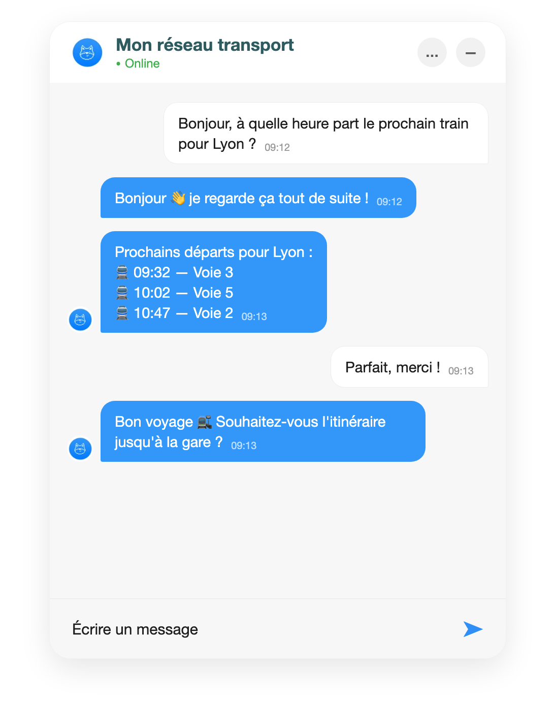 Chatbot transport : horaires et itinéraires en temps réel