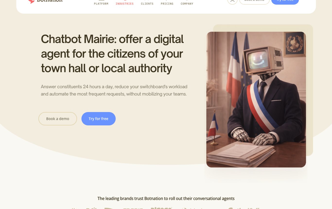 Botnation Chatbot Mairie page: 24/7 welcome for residents