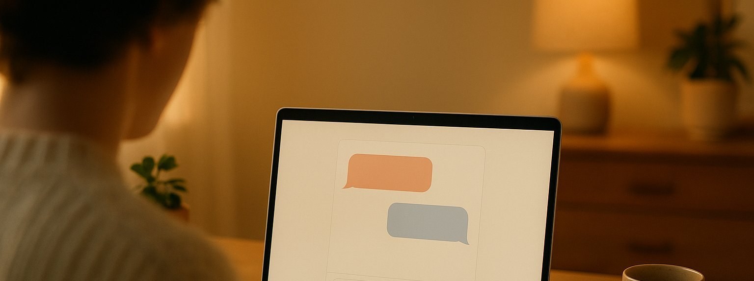 Personne de dos utilisant un assistant IA sur un ordinateur portable