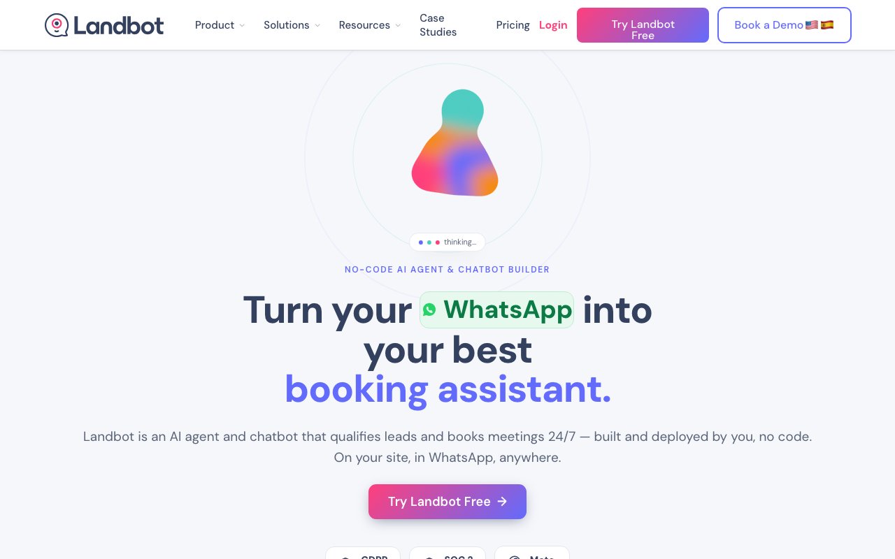 Landbot, no-code chatbot builder: official homepage