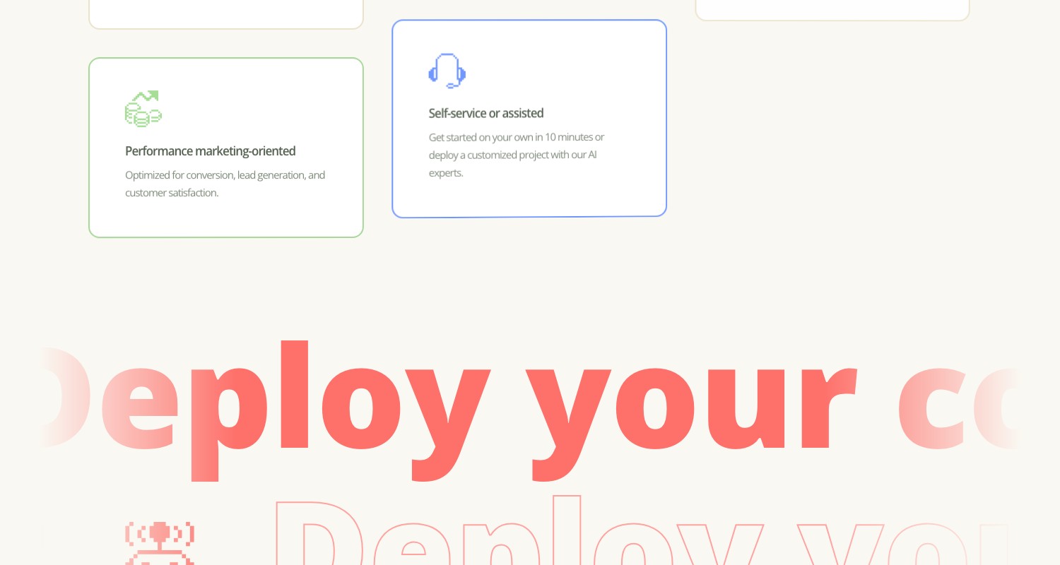 Homepage of botnation.ai: the Self-Service and Dedicated offers presented side by side